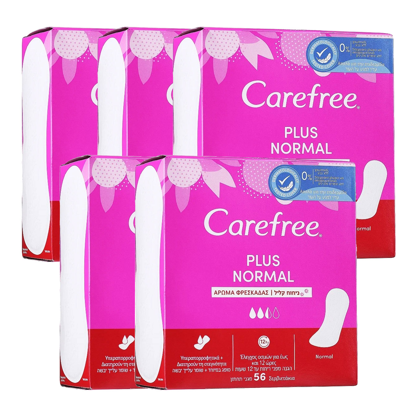 Ежедневные прокладки Carefree Plus Normal 2,5капли легкий аромат свежести 56шт. х 5уп.