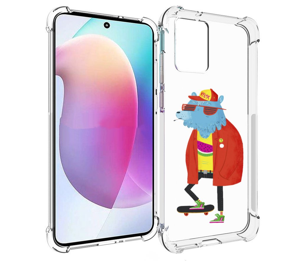 

Чехол MyPads медведь на скейте для Motorola Edge 30 Neo, Прозрачный, Tocco