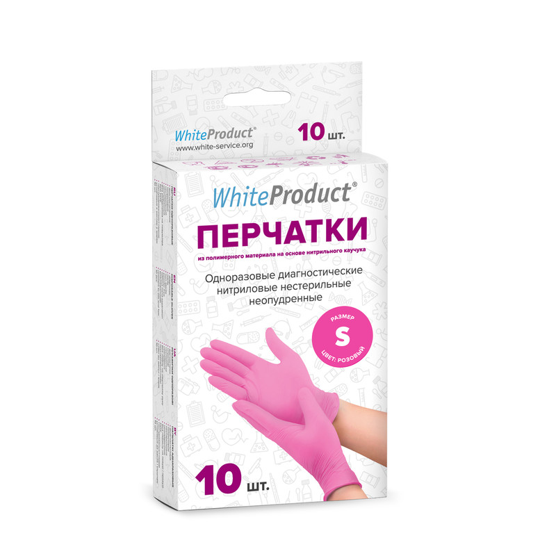 фото Перчатки медицинские white product текстурированные розовые размер s 10 шт. нитрил white product online