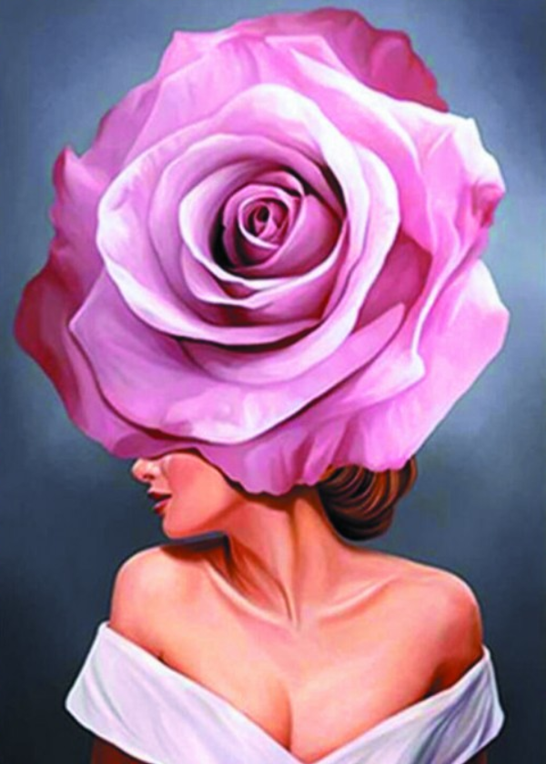 Алмазная мозаика DVEKARTINKI Сексуальная дама с розой на голове 30x40 на подрамнике