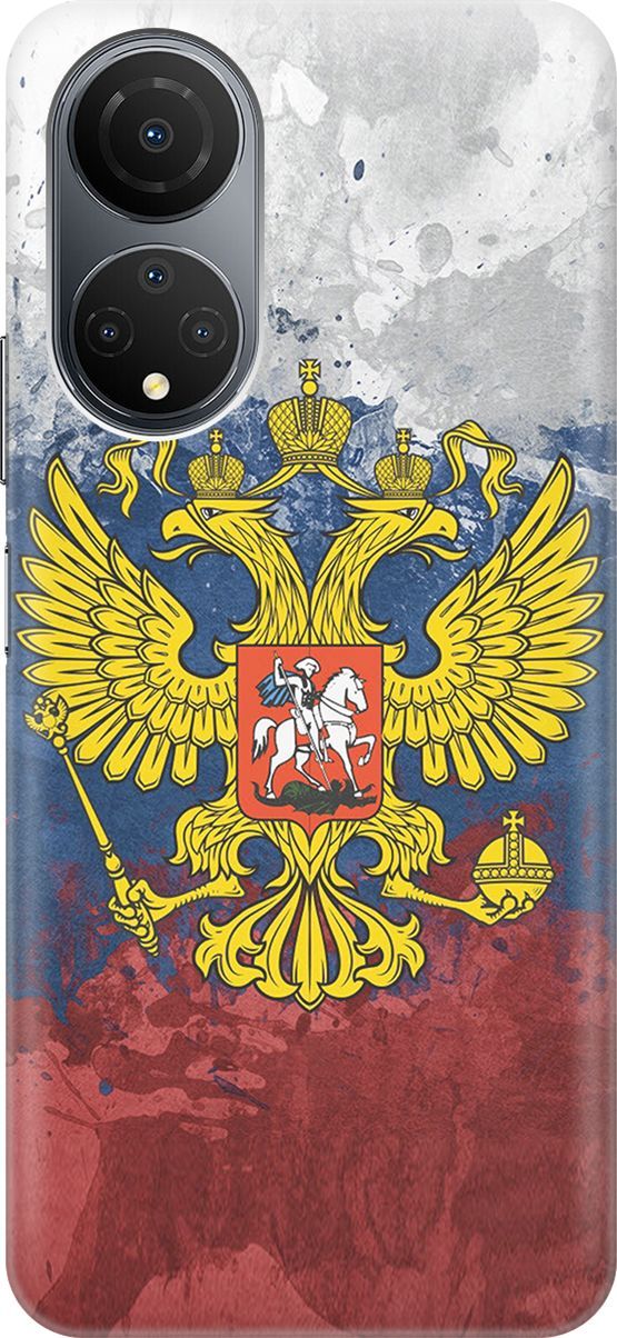 

Силиконовый чехол на Honor X7 "Герб и Флаг РФ", Голубой;желтый, 158542