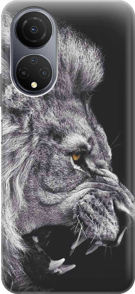 

Силиконовый чехол на Honor X7 "Морда льва", Серый;черный, 158545