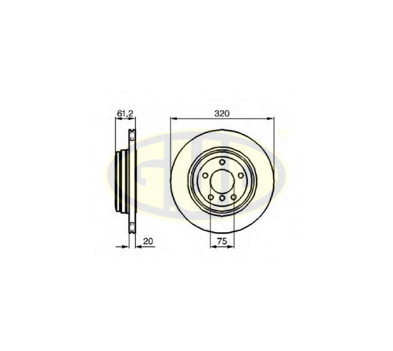 Диск тормозной bmw e60/e61/e63/e64 2.0/2.5/3.0d/2.02.3/3.0 03- зад вент 320х20