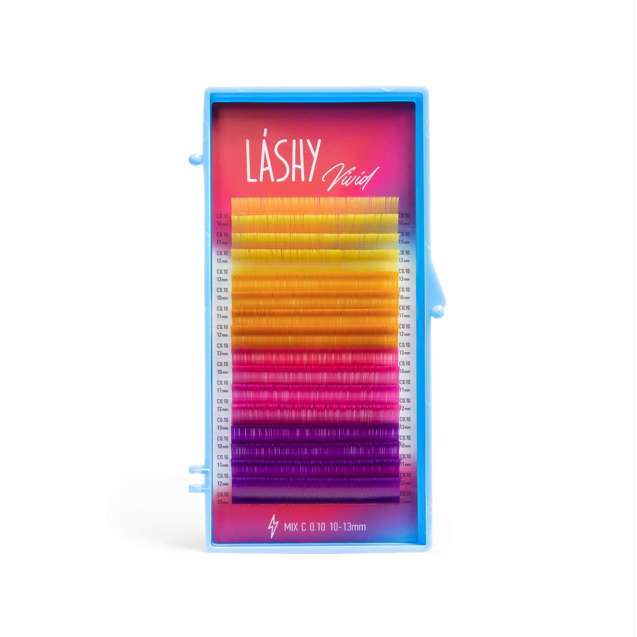 

Ресницы цветные LASHY Vivid "Flame" - 16 линий - MIX M 0.10 10-13mm, Разноцветный