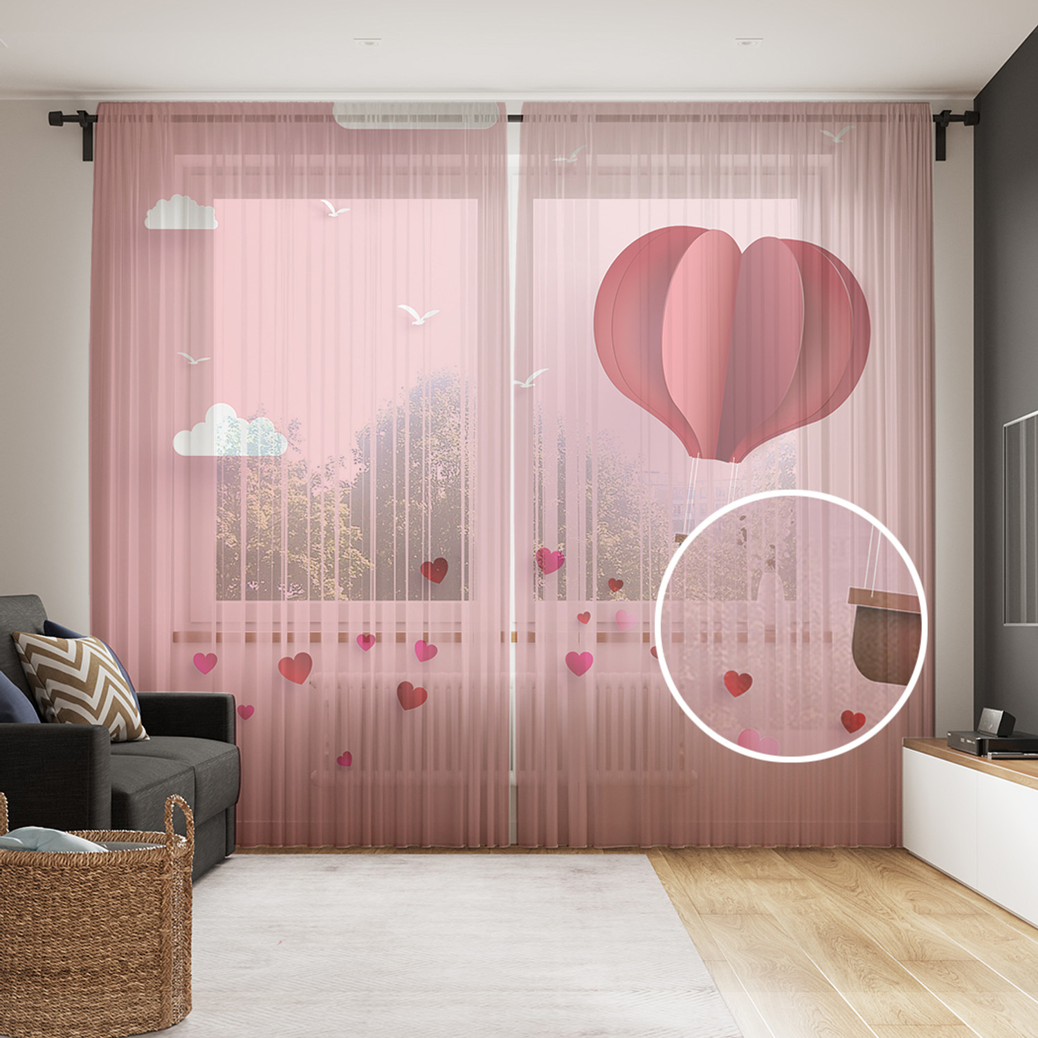 

Тюль для кухни и спальни JoyArty "Путешествие сердца" 145х265 см 2 полотна, Путешествие сердца