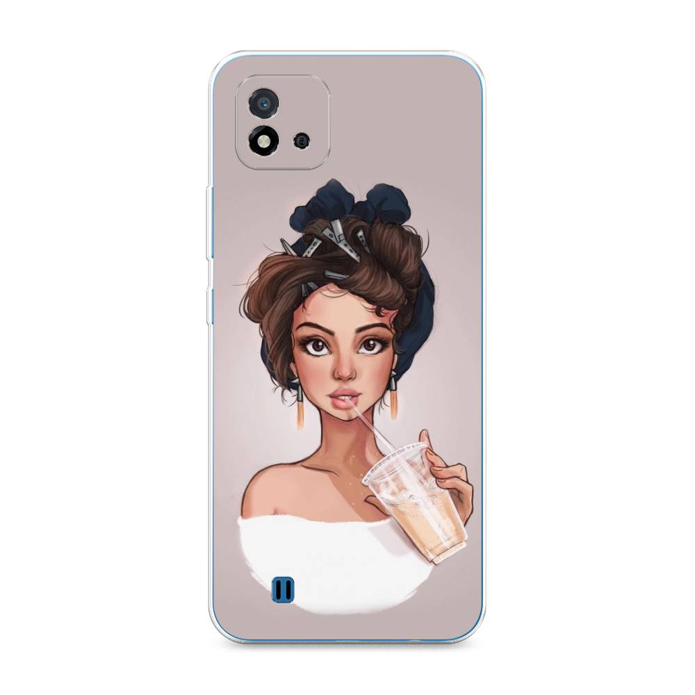 

Чехол на Oppo Realme C20 "Девушка с фраппе", Серый, 254850-6