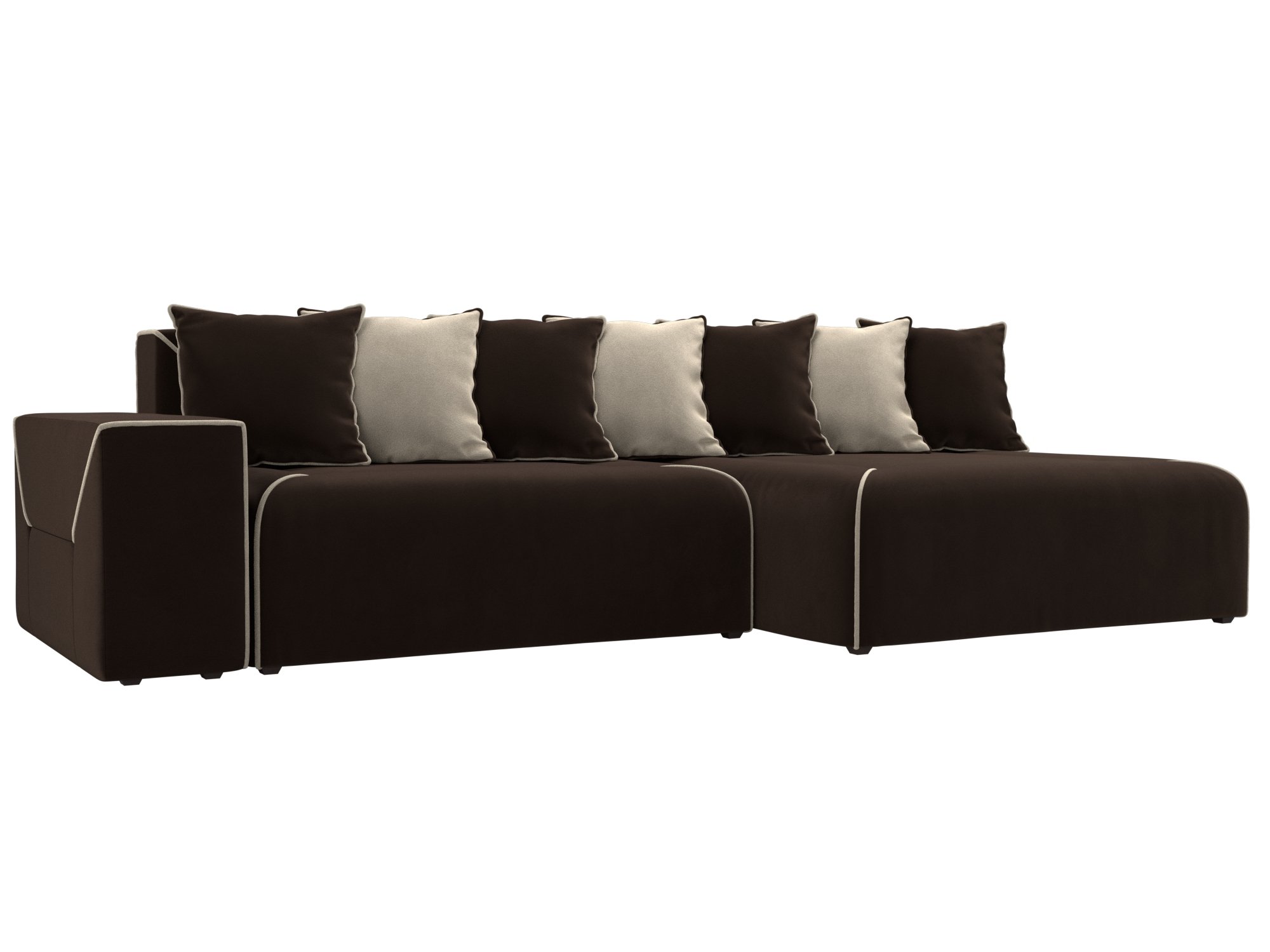 фото Угловой диван лига диванов кёльн правый угол коричневый/бежевый (микровельвет)