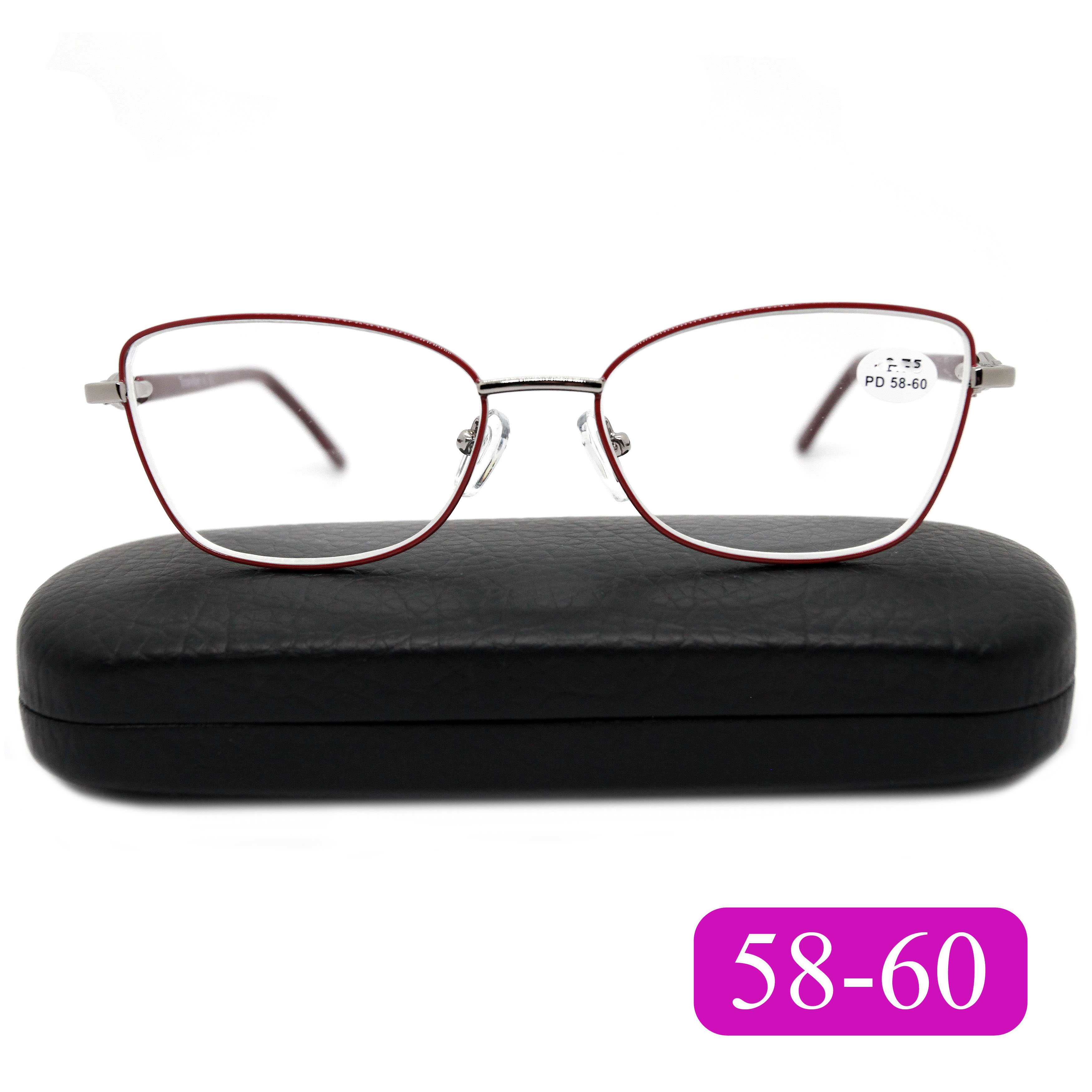 Готовые очки Traveler 8011 +5.00, c футляром, цвет бордовый, РЦ 58-60