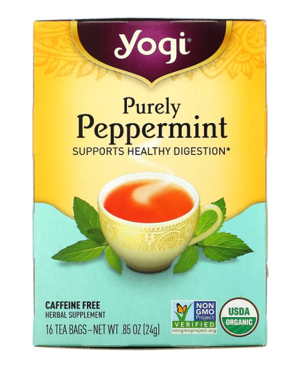 Чай в пакетиках Yogi Tea, Purely Peppermint без кофеина, 16 пакетиков