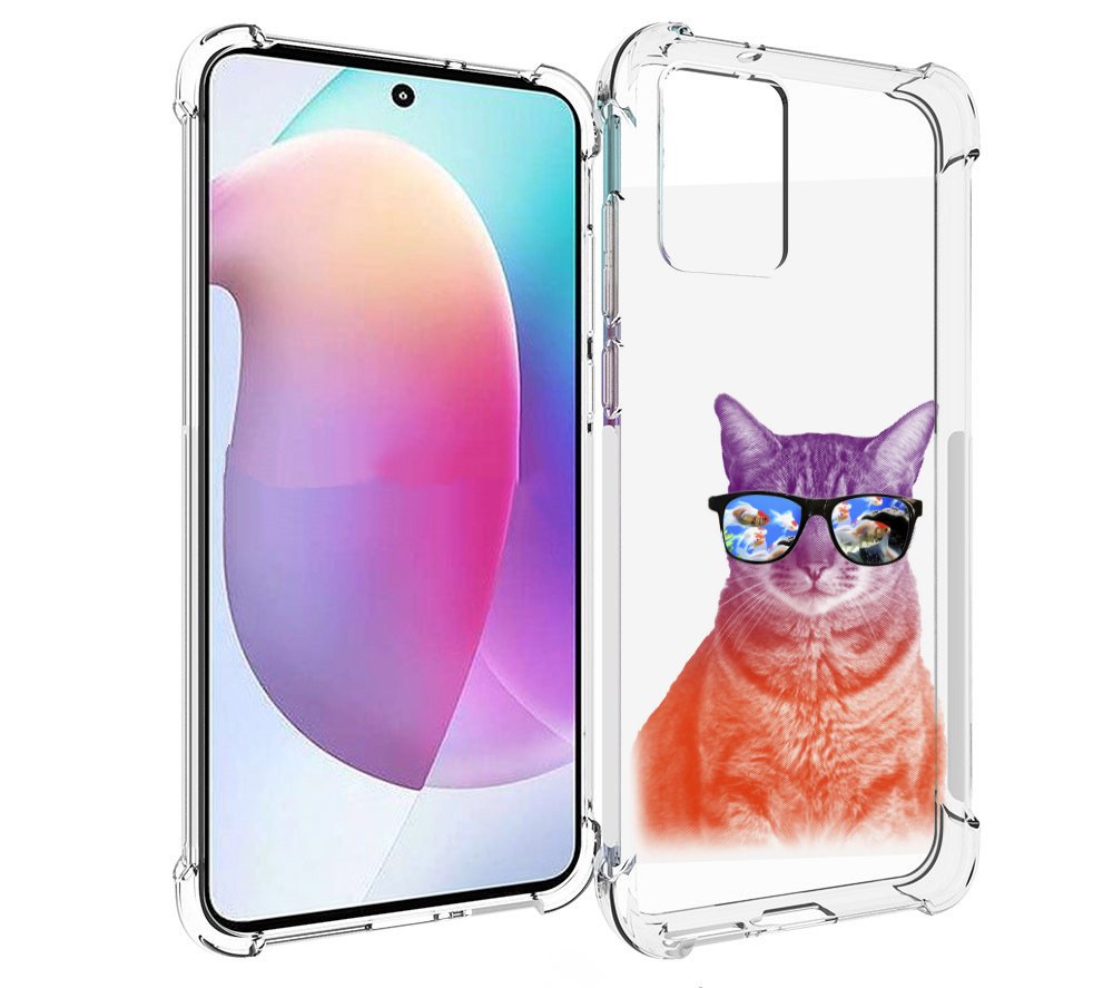 

Чехол MyPads крутой кот-2 для Motorola Edge 30 Neo, Прозрачный, Tocco