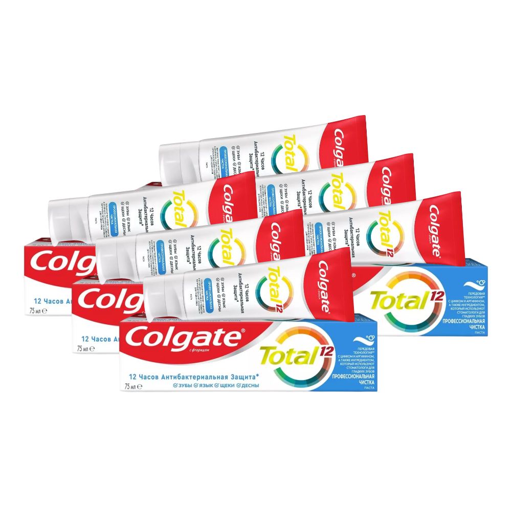 Комплект Зубная паста Colgate Total Профессиональная Чистка 75 мл х 6 шт. профессиональная паста sherbet prophylaxis paste жевательная резинка мелкая 100 унидоз