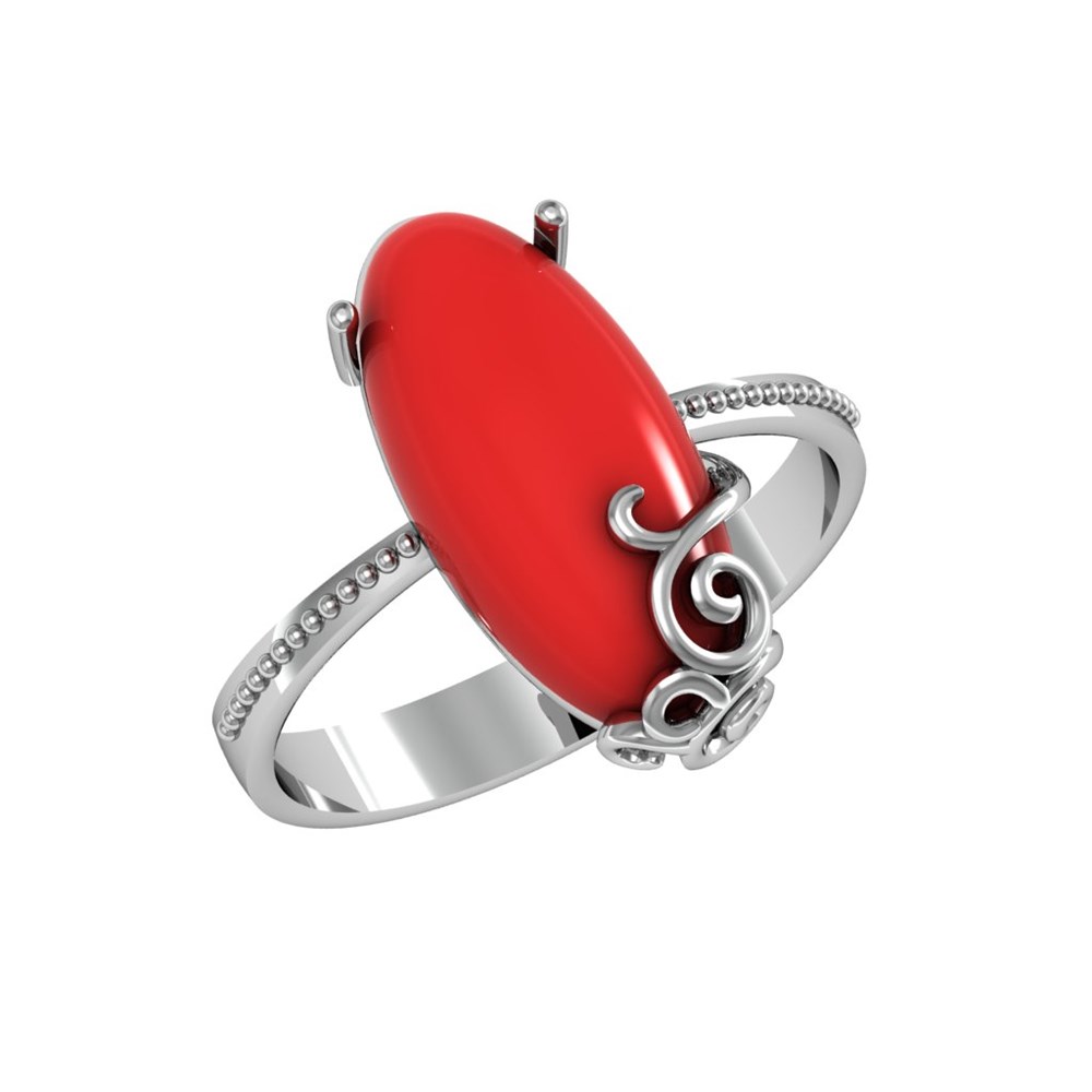 

Кольцо из серебра р. 17,5 ПРИВОЛЖСКИЙ ЮВЕЛИР 261299-KR26, коралл, 261299-KR26