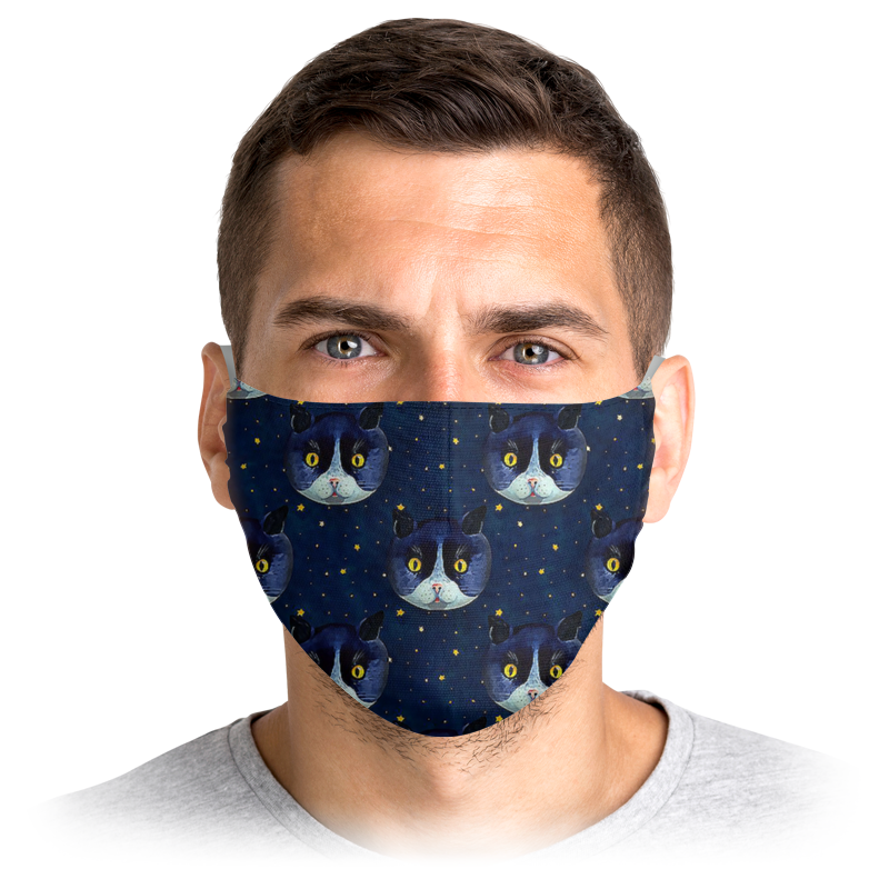 

Многоразовая маска Printio Котики синяя S, Котики