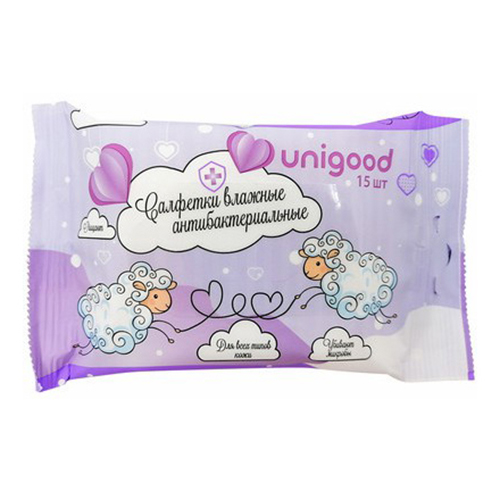 фото Салфетки влажные unigood антибактериальные 15 шт