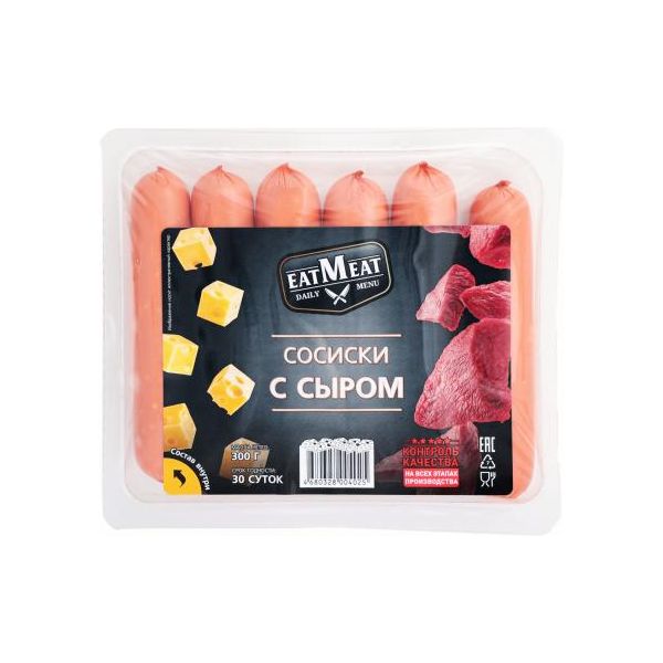 

Сосиски Eat Meat вареные с сыром 300 г