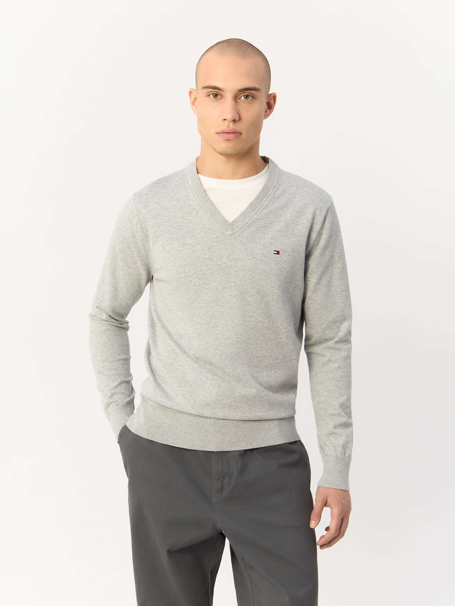 

Пуловер мужской Tommy Hilfiger MW0MW22349 серый XS/46, MW0MW22349