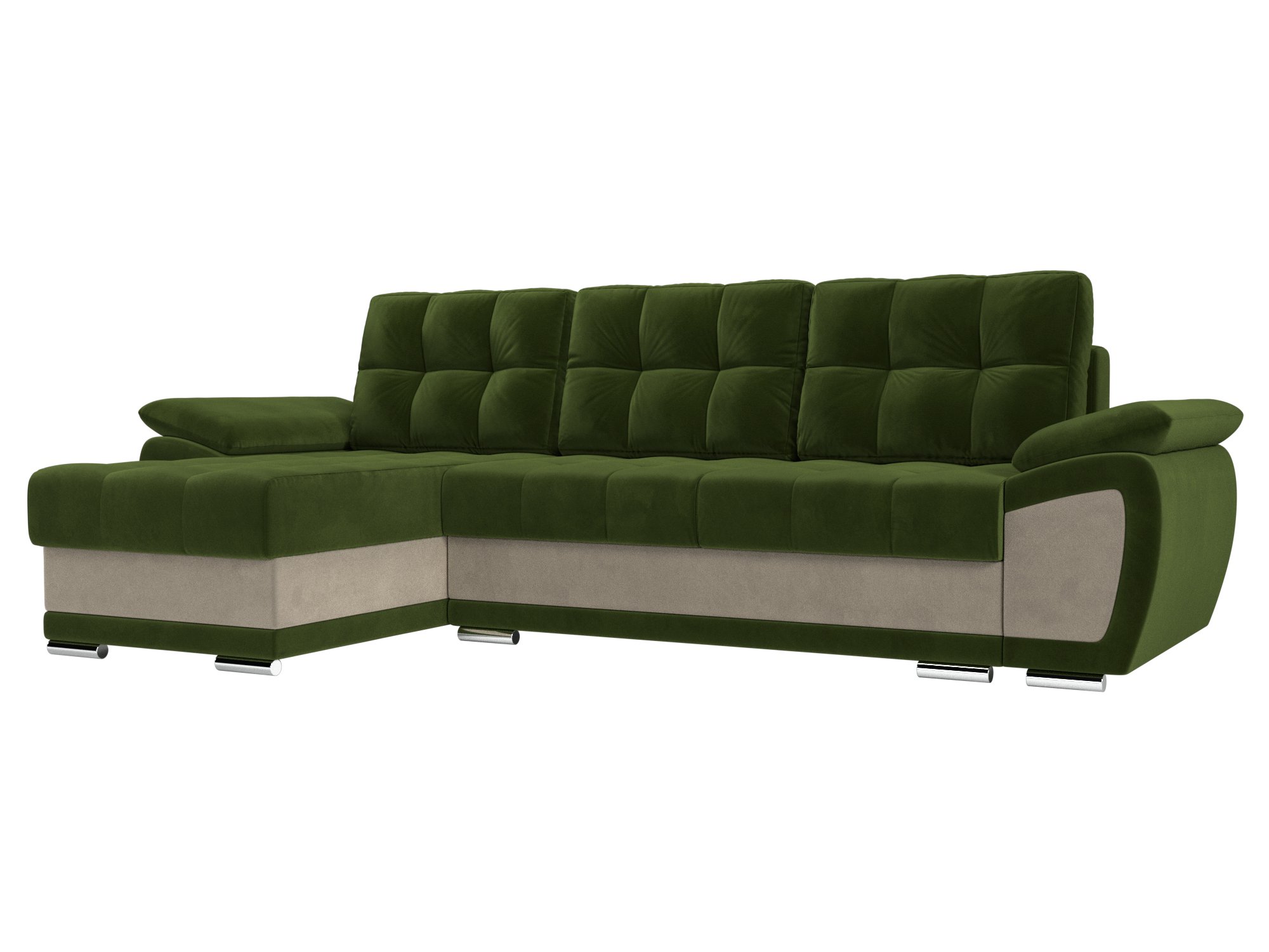 

Угловой диван Лига Диванов Нэстор левый угол Зеленый/Бежевый (микровельвет), Нэстор левый угол