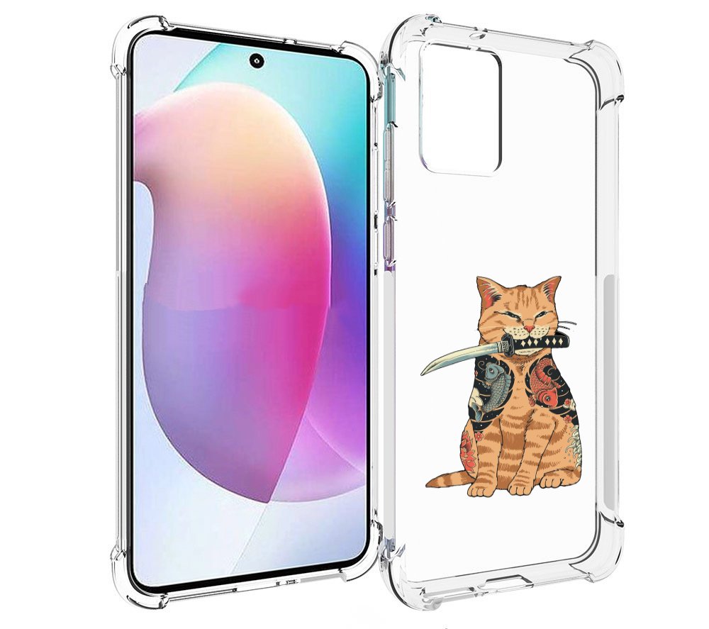 

Чехол MyPads кот-с-катаной для Motorola Edge 30 Neo, Прозрачный, Tocco