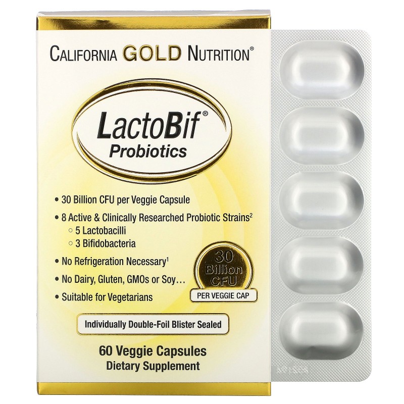 Купить Пробиотик California Gold Nutrition LactoBif Probiotic 30 млрд КОЕ капсулы 60 шт., США