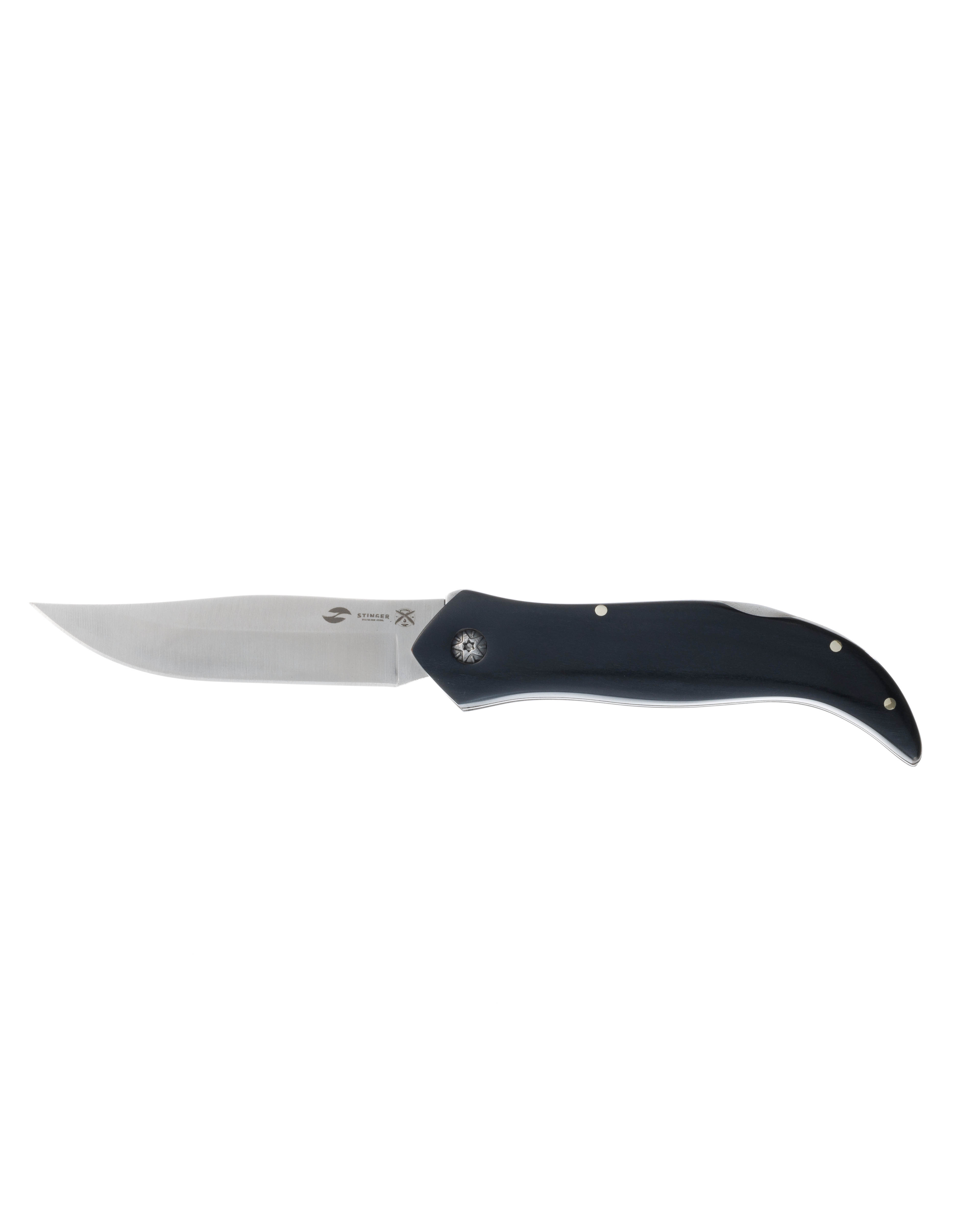 Нож складной Stinger FB619B, клинок 101 мм, рукоять древесина черного дерева, с чехлом