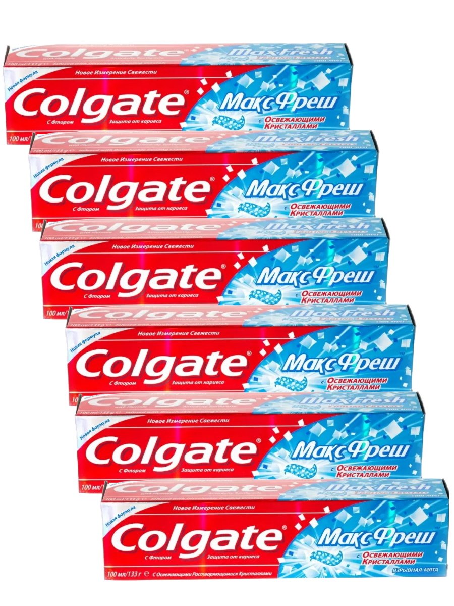 

Комплект Зубная паста Colgate Макс фреш Взрывная мята 100 мл х 6 шт., МАКС ФРЕШ Взрывная мята