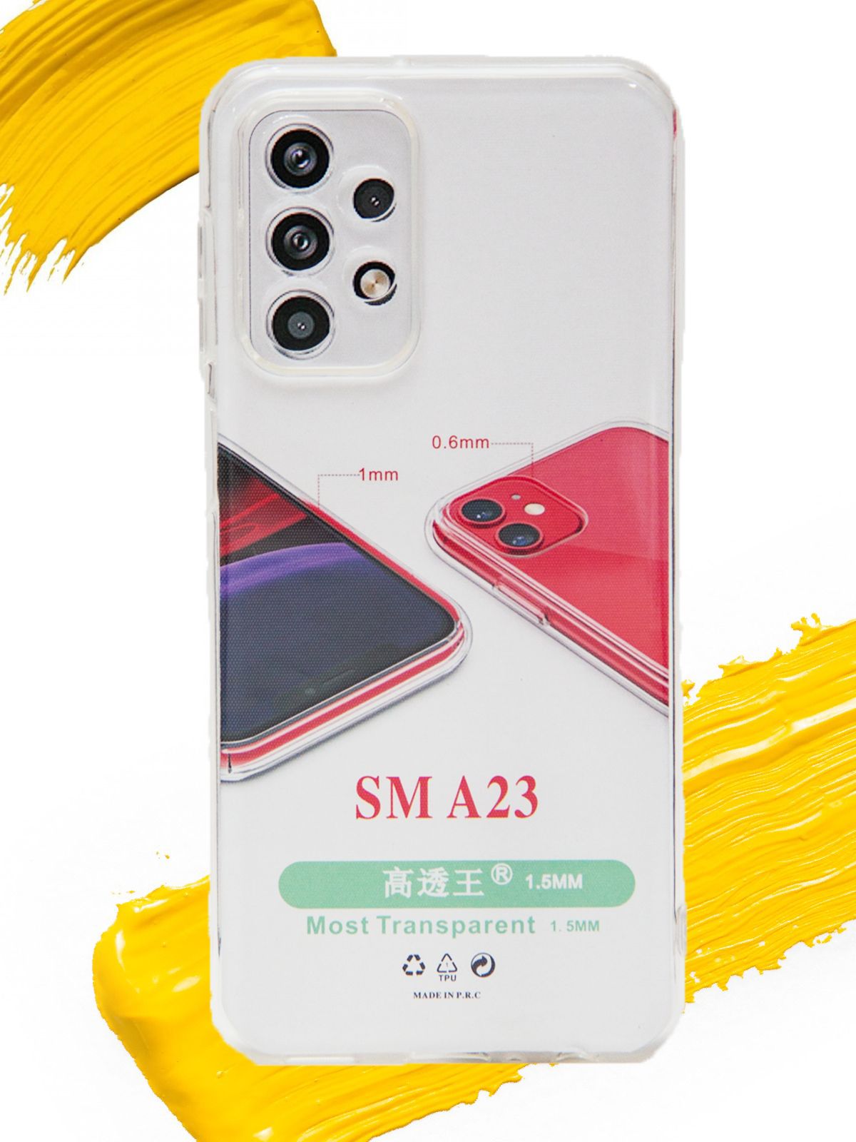 

Чехол для Samsung Galaxy A23 c защитой камеры, прозрачный, Silicone case