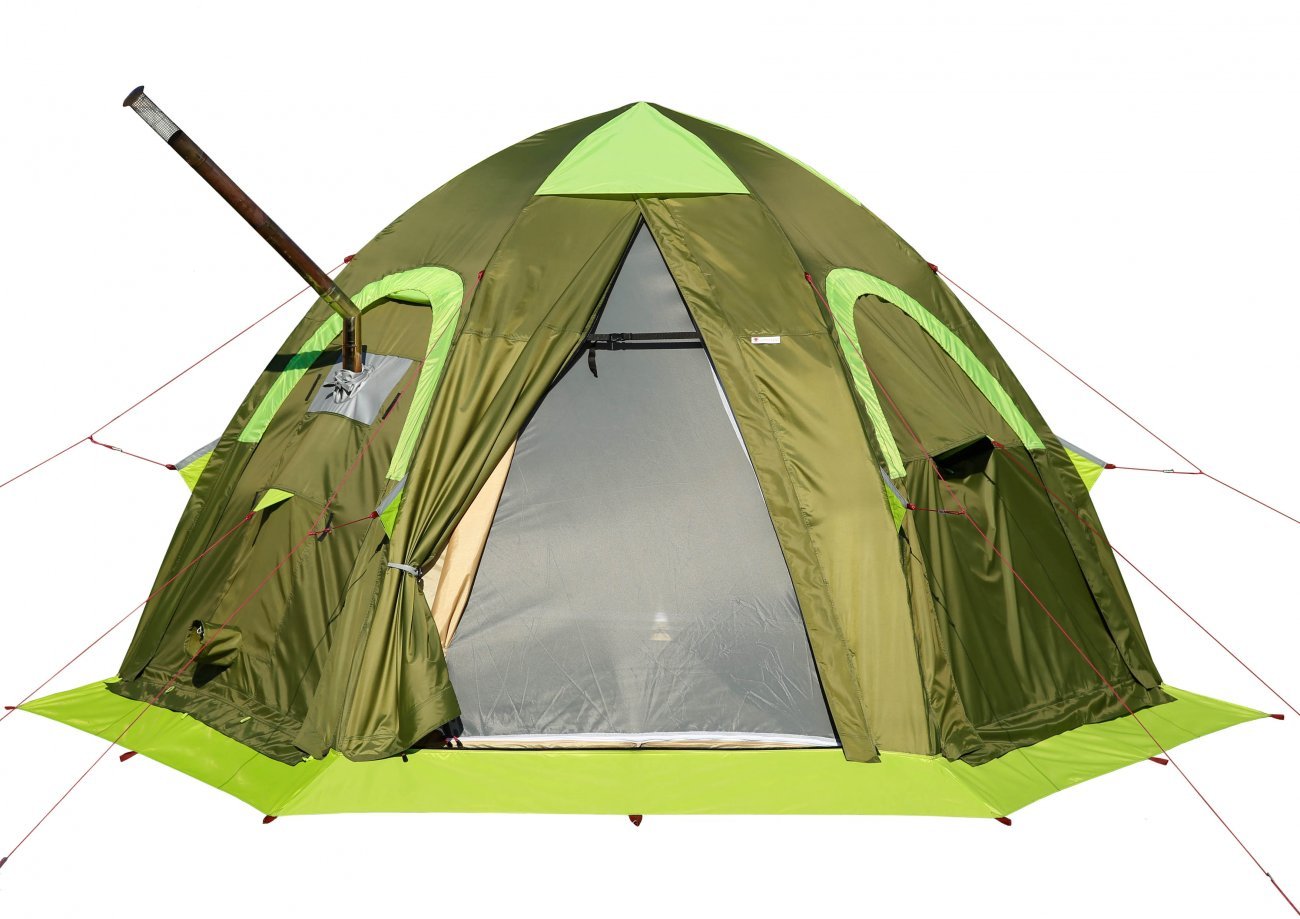фото Палатка лотос 5у шторм (серо-салатовый)