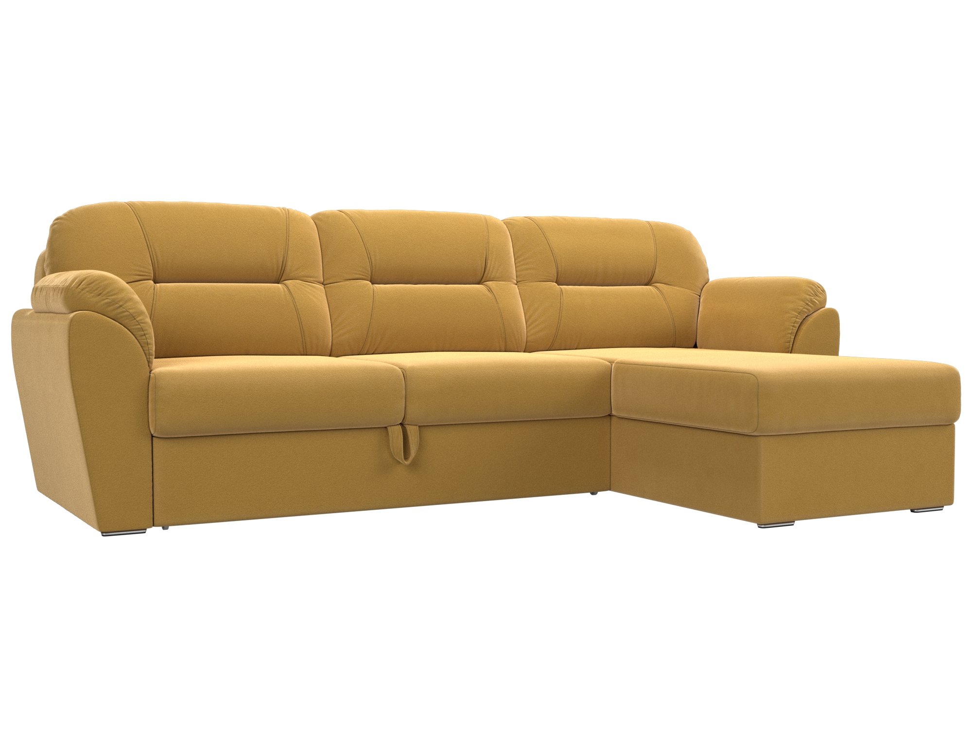 фото Угловой диван лига диванов бостон правый угол желтый (микровельвет)