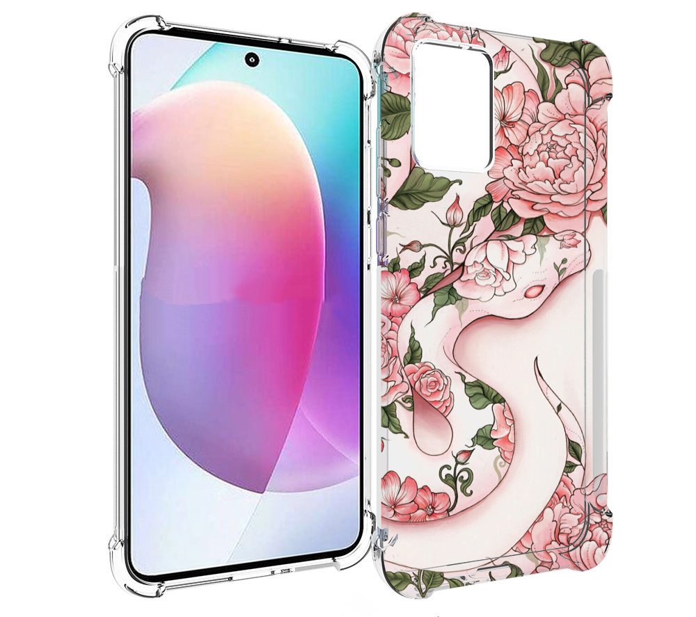 

Чехол MyPads змея-в-розовых-цветах женский для Motorola Edge 30 Neo, Прозрачный, Tocco