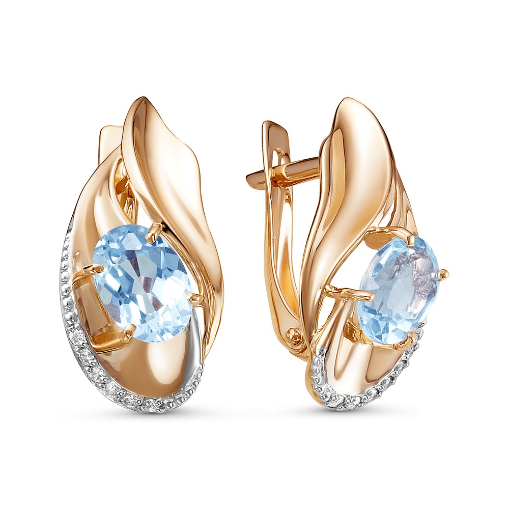 

Серьги из красного золота с топазом, фианитом 585Gold 202008167, 202008167