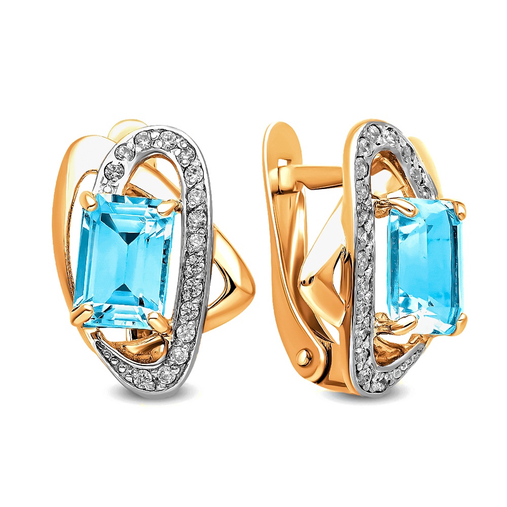 

Серьги из красного золота с топазом, фианитом 585Gold 202007907, 202007907