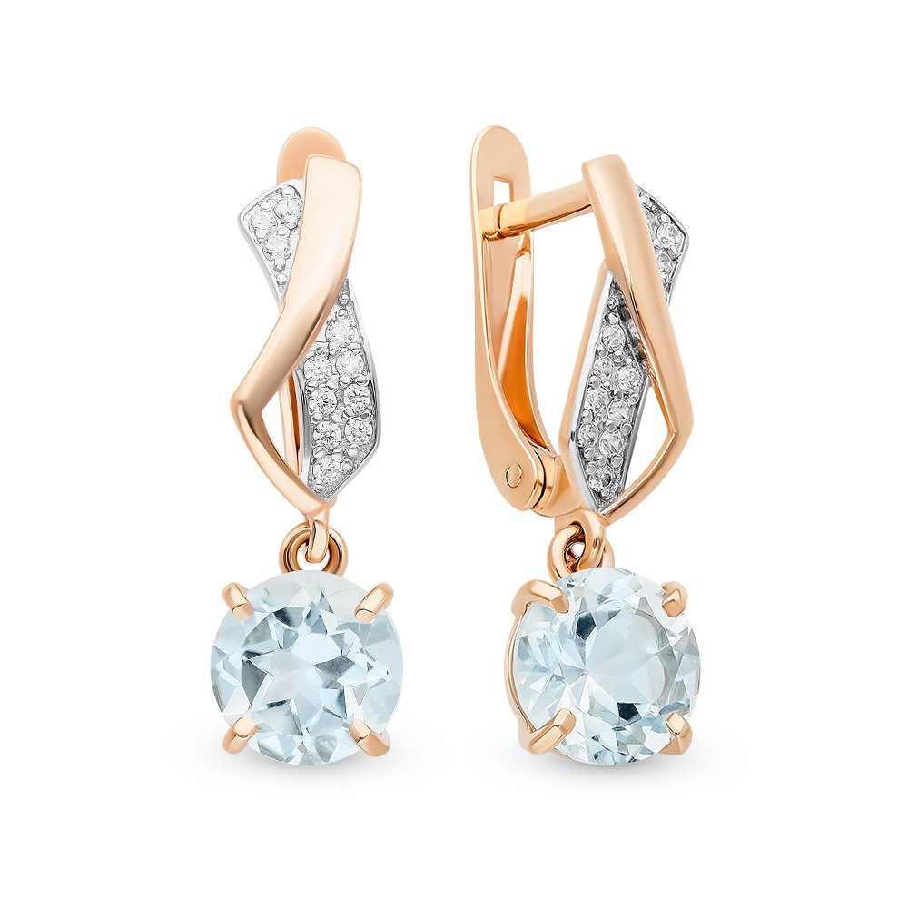 

Серьги подвески из красного золота 585Gold 202007867, топаз/фианит, 202007867