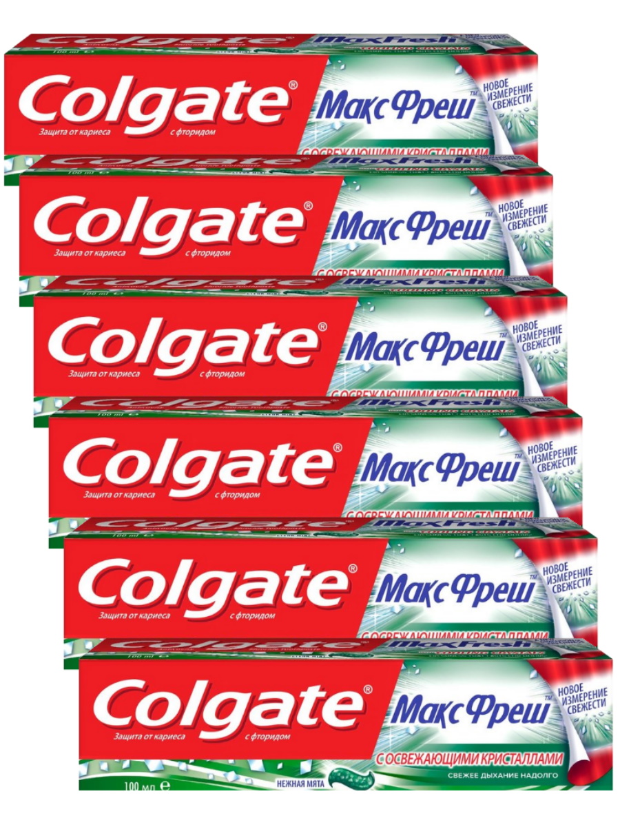 

Комплект Зубная паста Colgate Макс фреш Нежная мята 100 мл х 6 шт., МАКС ФРЕШ Нежная мята