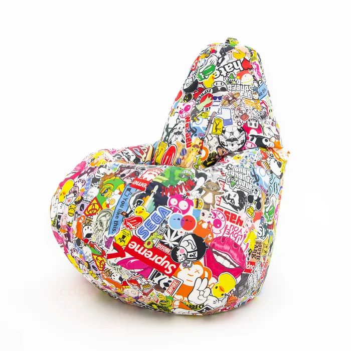 

Бескаркасный пуф, Кресло-мешок CoolBag Груша, Велюр натуральный, Размер XXXL, Разноцветный