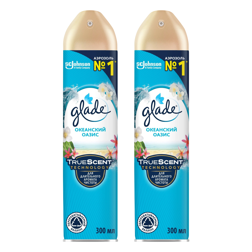 

Комплект Освежитель воздуха GLADE Океанский оазис 300 мл х 2 шт., GLADE Океанский оазис