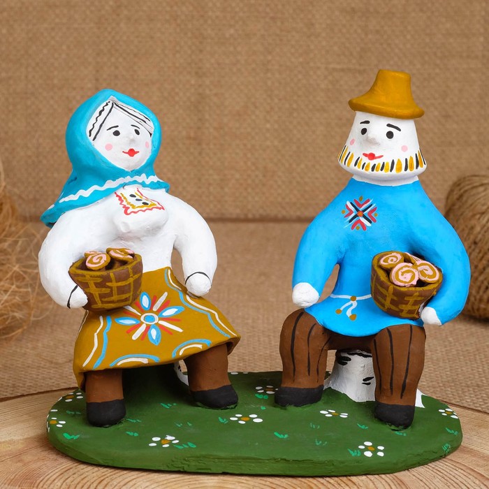 

Сувенир «Мужик с бабой на пнях», 16×7×14,5 см, каргопольская игрушка