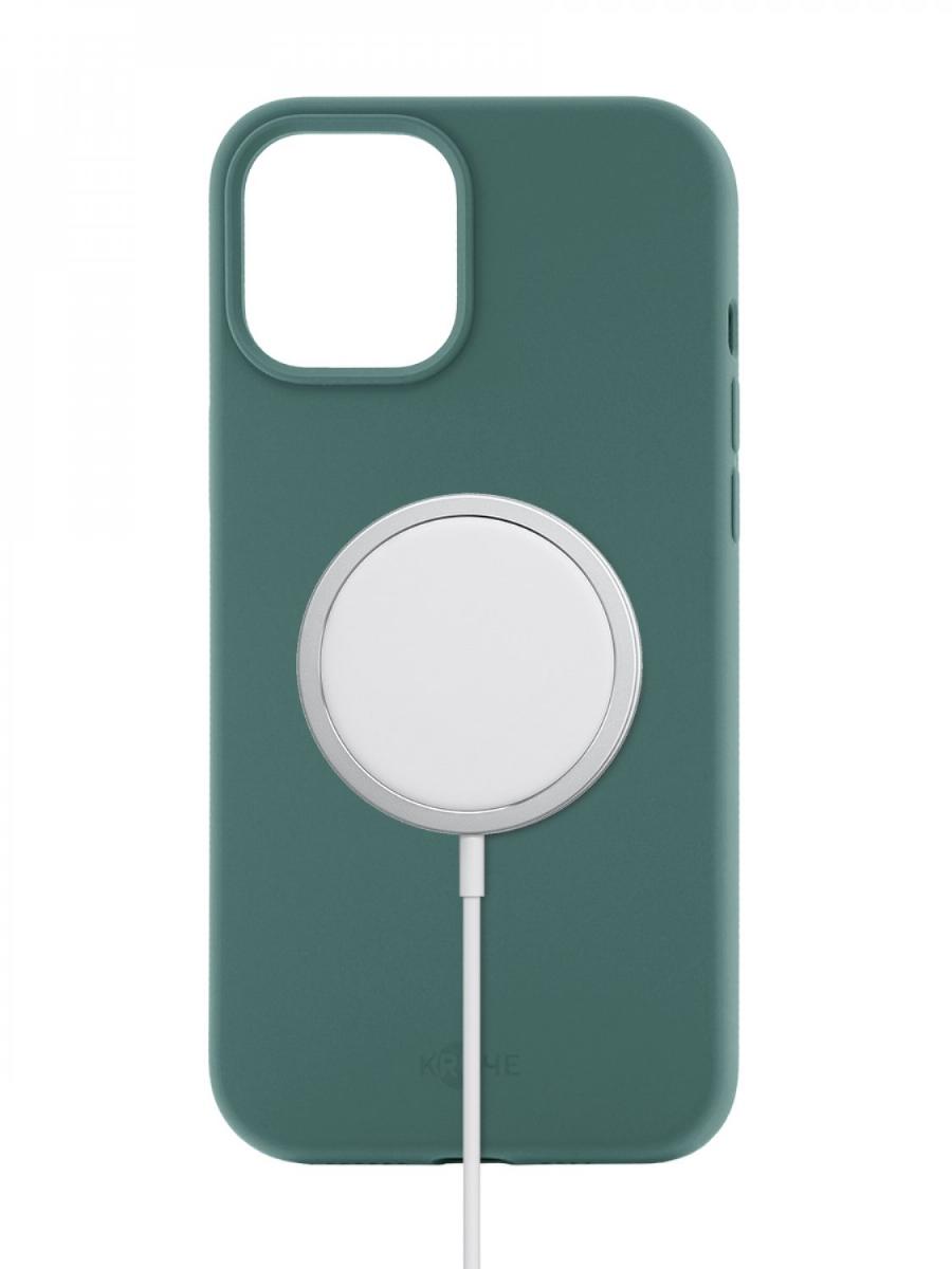 фото Чехол для apple iphone 12 pro max кruче silicone magsafe pine green