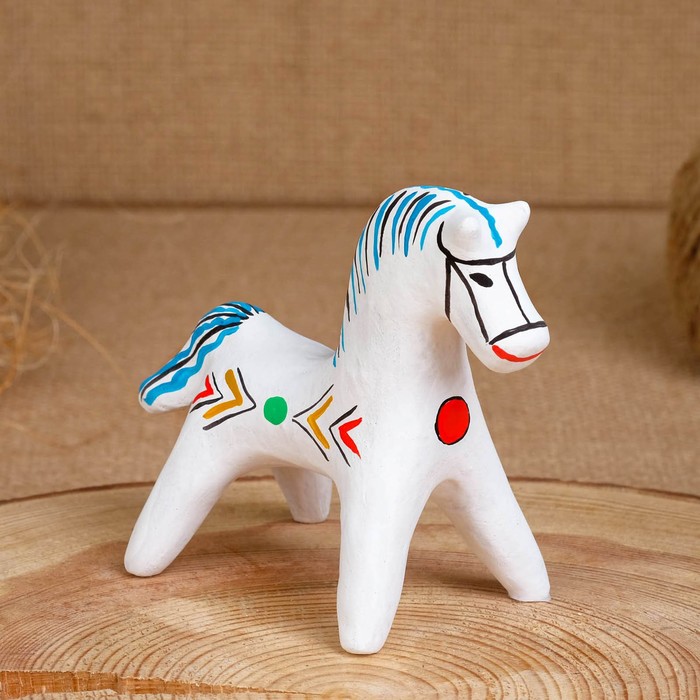 

Сувенир «Конь», 5,5x6x8 см, каргопольская игрушка, Белый
