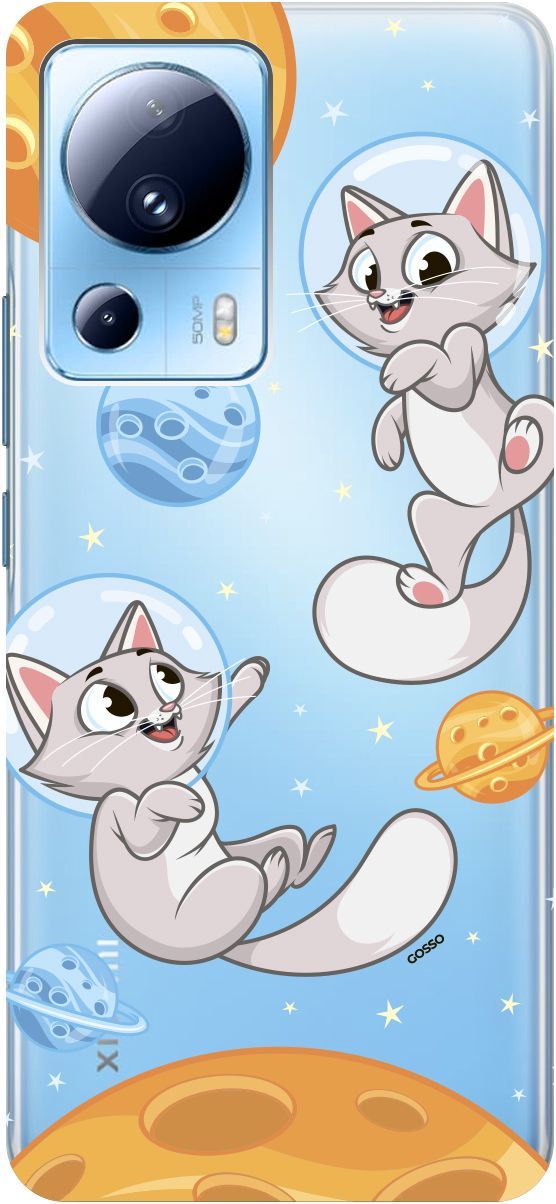 

Силиконовый чехол на Xiaomi 13 Lite "CosmoCats" прозрачный, Прозрачный;оранжевый, 158515