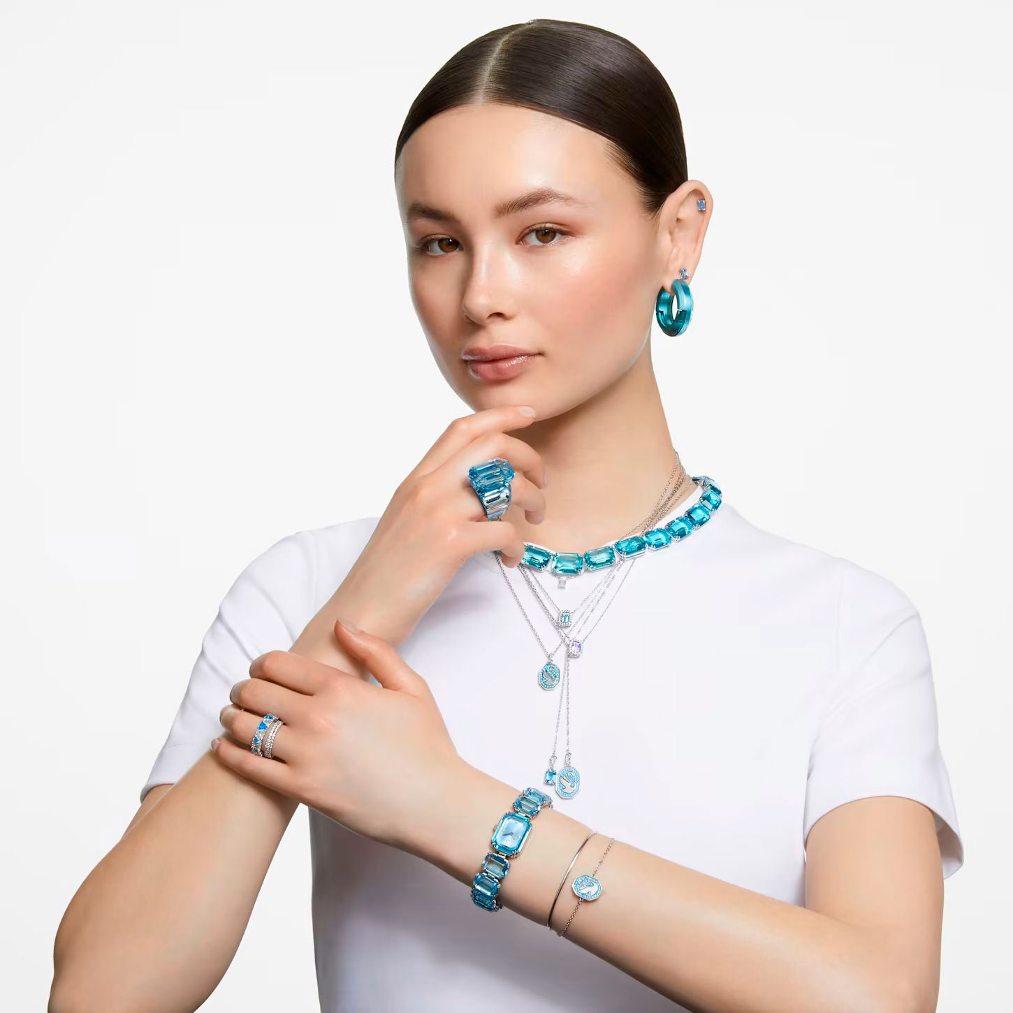 

Серьги Swarovski для женщин, голубой, 5629220, 5629220