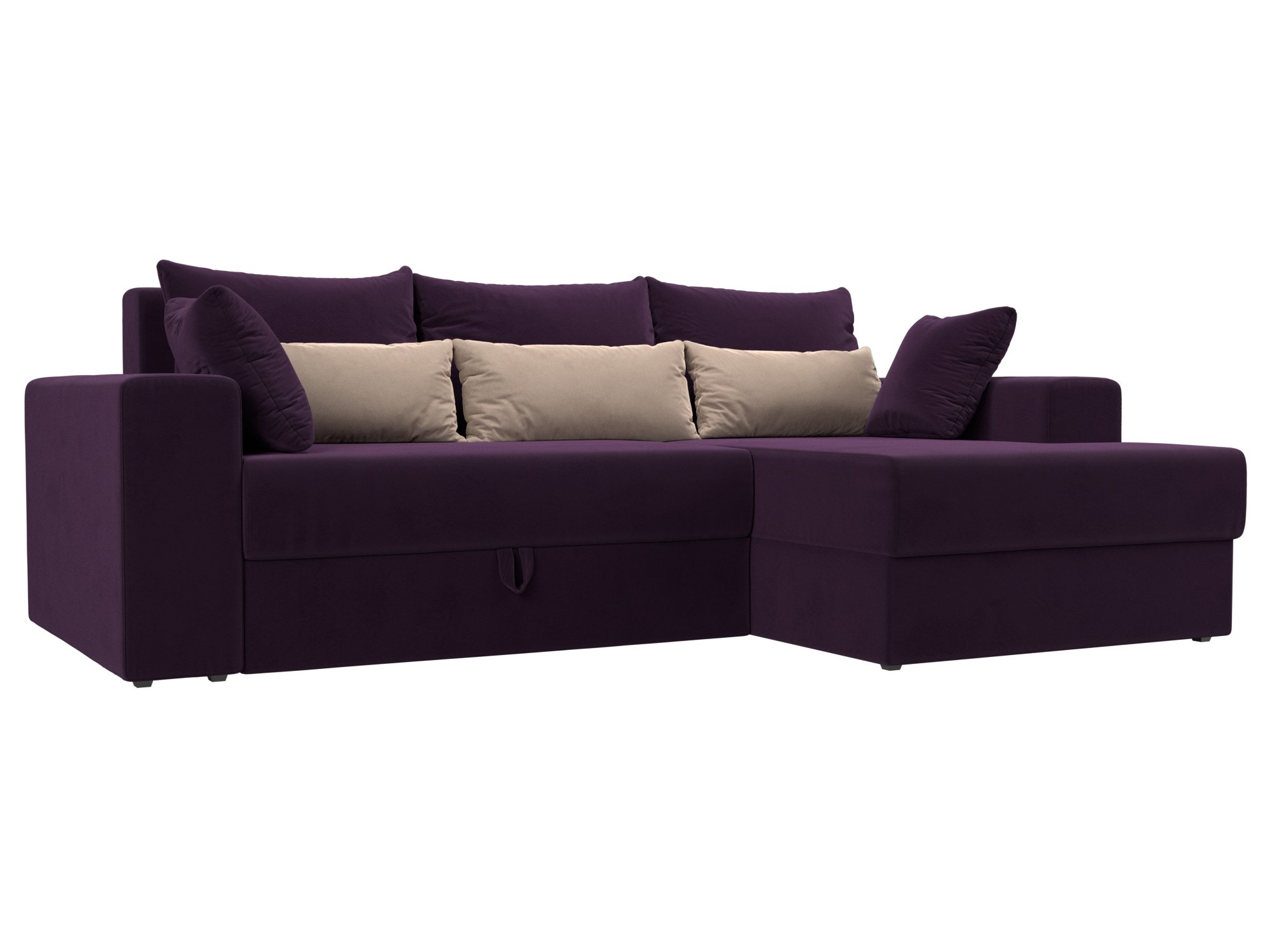 фото Угловой диван лига диванов майами правый угол фиолетовый/фиолетовый/бежевый (велюр)