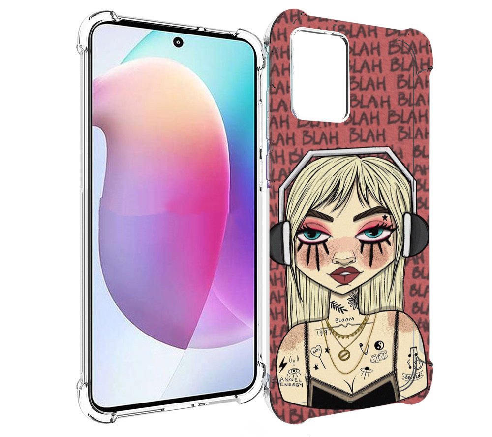 

Чехол MyPads дерзкая-девушка-в-наушниках женский для Motorola Edge 30 Neo, Прозрачный, Tocco