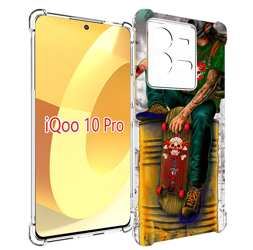 

Чехол MyPads скейтер в противогазе для Vivo iQOO 10 Pro, Прозрачный, Tocco