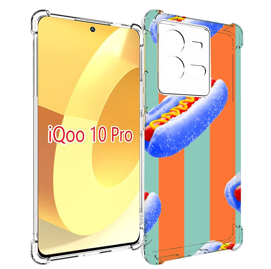 

Чехол MyPads синие хотдоги для Vivo iQOO 10 Pro, Прозрачный, Tocco