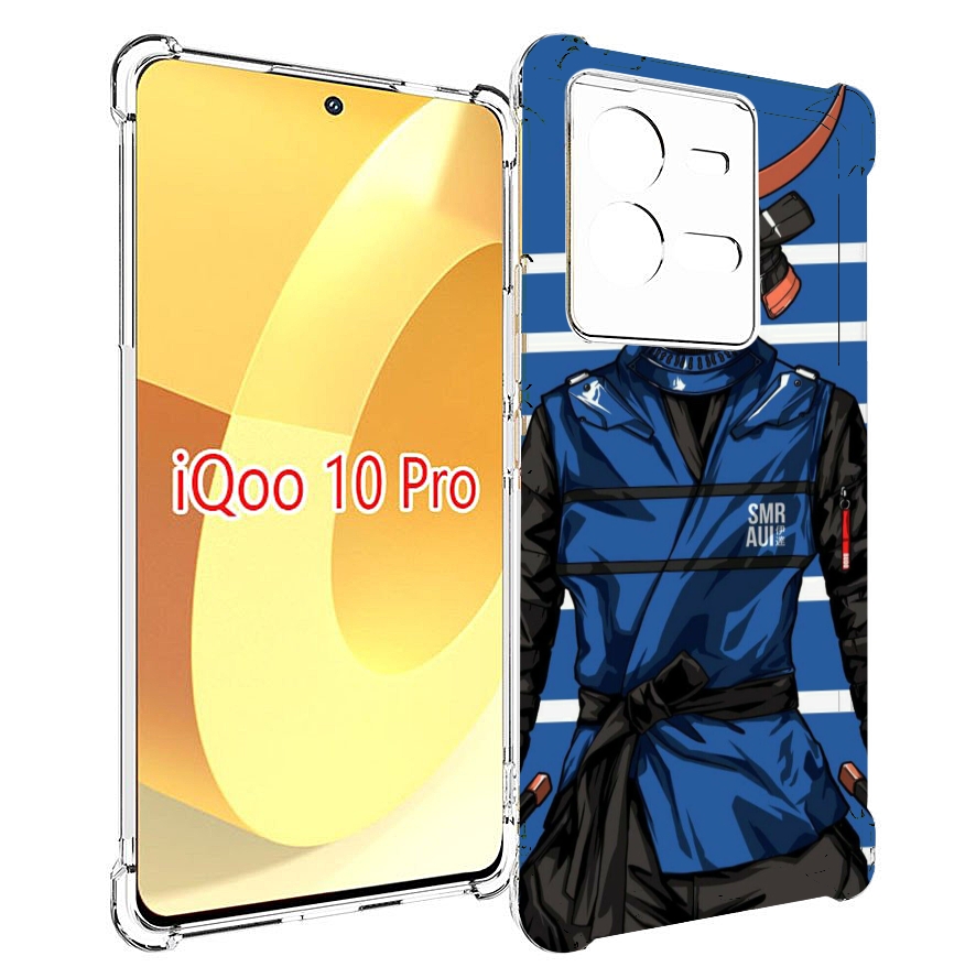 

Чехол MyPads самурай в синей форме для Vivo iQOO 10 Pro, Прозрачный, Tocco
