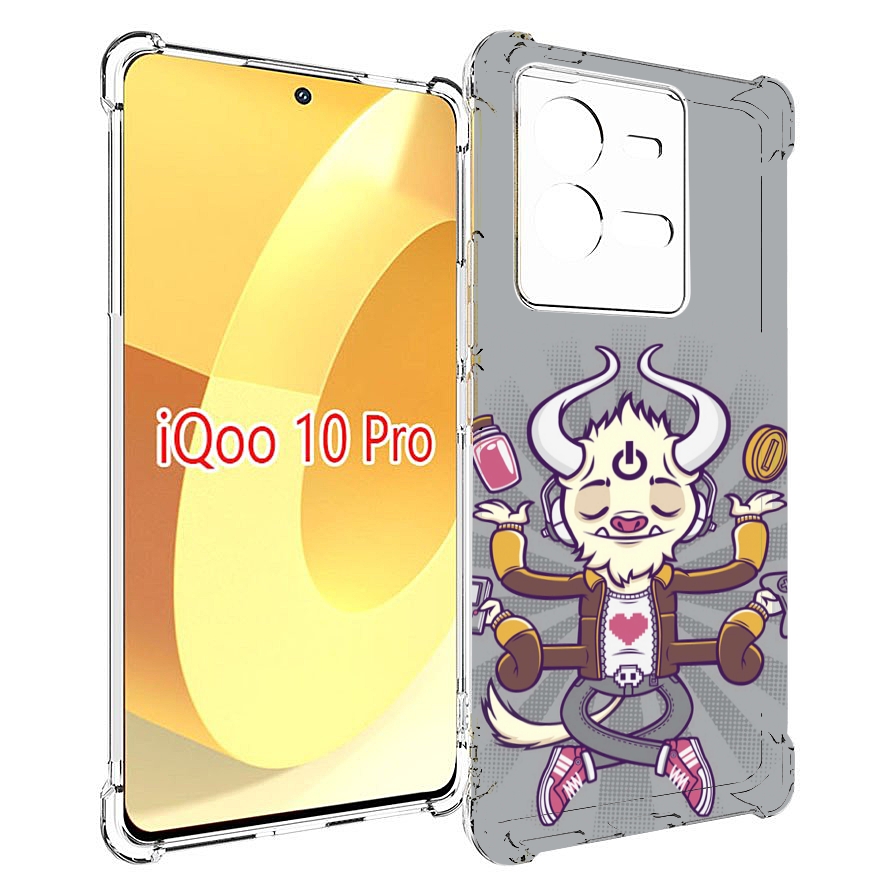 

Чехол MyPads рогатый любитель поиграть для Vivo iQOO 10 Pro, Прозрачный, Tocco