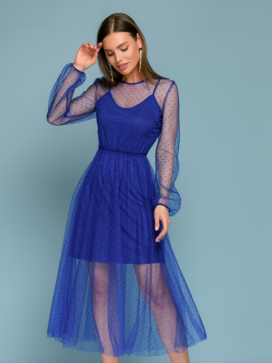 

Платье женское 1001dress 0152201-01924 синее 46 RU, 0152201-01924