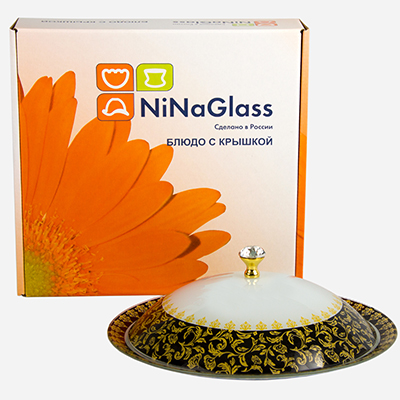 Блюдо для блинов с крышкой NiNaGlass 85-252-26,5 см. Лоретта