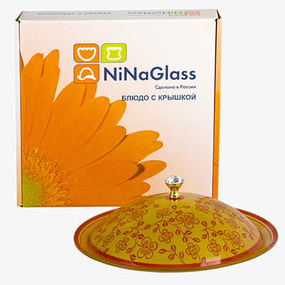 фото Блюдо для блинов с крышкой ninaglass 85-257-26,5 см. аури