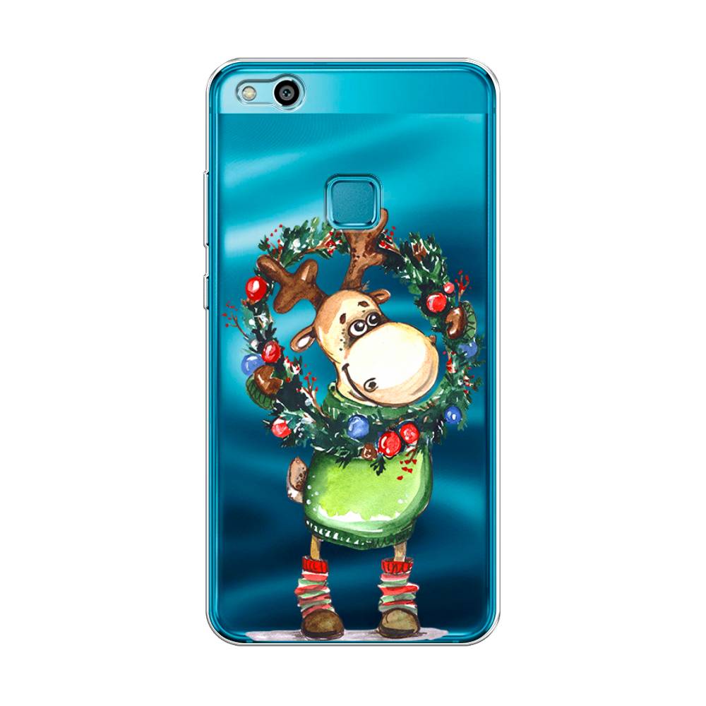 

Чехол для Huawei P10 Lite "Олень с новогодним венком", 61350-4